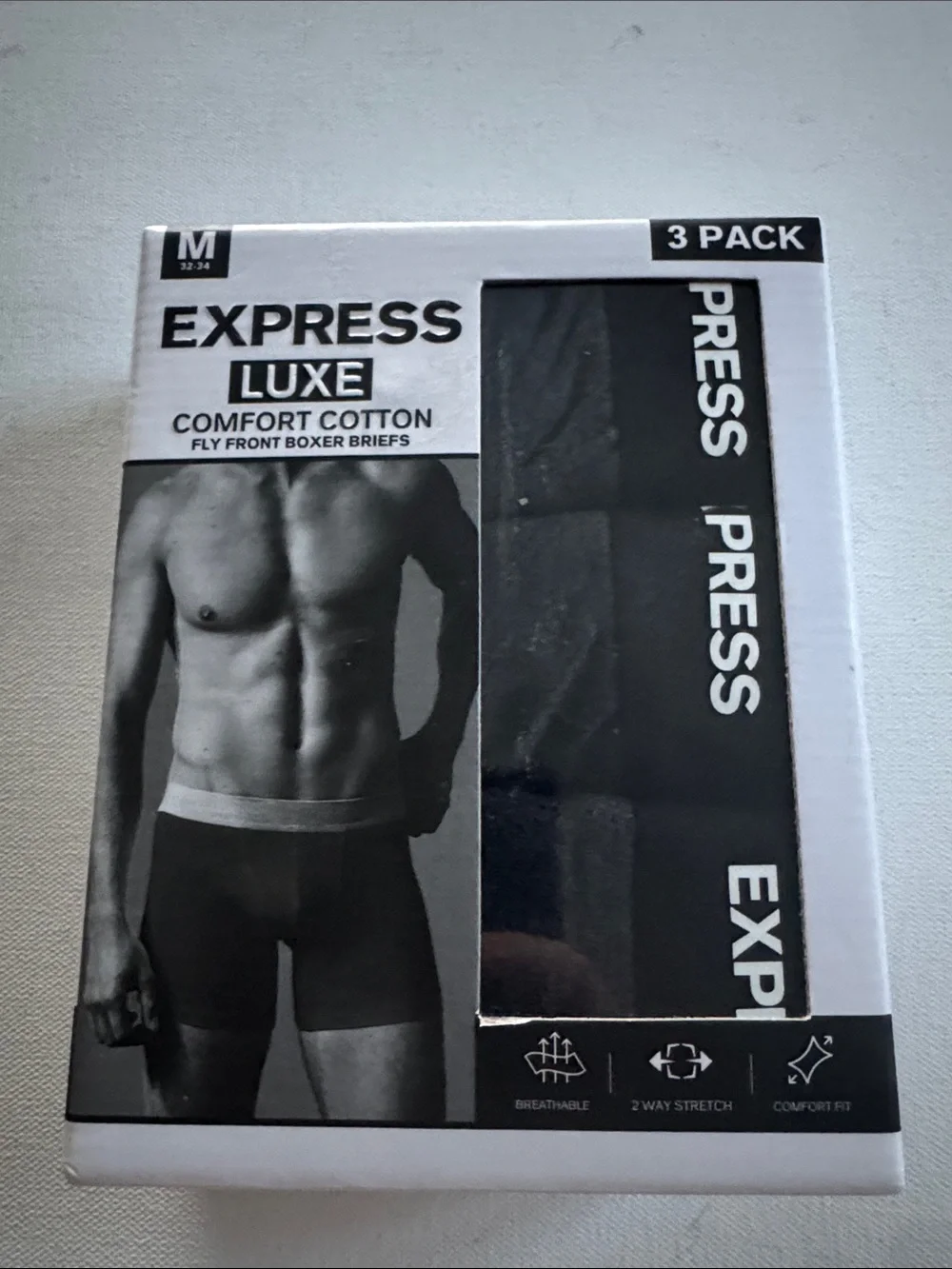 Express Boxer Briefs Mens Medium Black 3 Pack